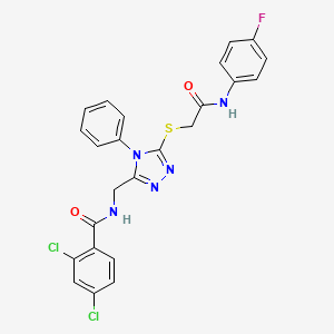 molecular formula C24H18Cl2FN5O2S B2657922 2,4-dichloro-N-[[5-[2-(4-fluoroanilino)-2-oxoethyl]sulfanyl-4-phenyl-1,2,4-triazol-3-yl]methyl]benzamide CAS No. 393871-03-9