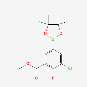 molecular formula C14H17BClFO4 B2657924 Methyl 3-chloro-2-fluoro-5-(4,4,5,5-tetramethyl-1,3,2-dioxaborolan-2-yl)benzoate CAS No. 2096329-94-9