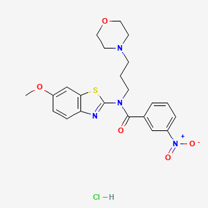 molecular formula C22H25ClN4O5S B2657926 N-(6-methoxybenzo[d]thiazol-2-yl)-N-(3-morpholinopropyl)-3-nitrobenzamide hydrochloride CAS No. 1216930-44-7