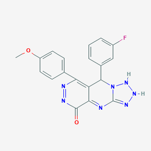 molecular formula C19H14FN7O2 B265793 8-(3-fluorophenyl)-10-(4-methoxyphenyl)-2,4,5,6,7,11,12-heptazatricyclo[7.4.0.03,7]trideca-1,3,9,11-tetraen-13-one 