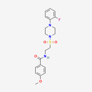 molecular formula C20H24FN3O4S B2657931 N-(2-((4-(2-氟苯基)哌嗪-1-基)磺酰基)乙基)-4-甲氧基苯甲酰胺 CAS No. 899979-63-6