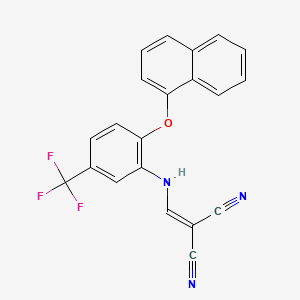 molecular formula C21H12F3N3O B2657936 (((2-Naphthyloxy-5-(trifluoromethyl)phenyl)amino)methylene)methane-1,1-dicarbonitrile CAS No. 1022405-50-0