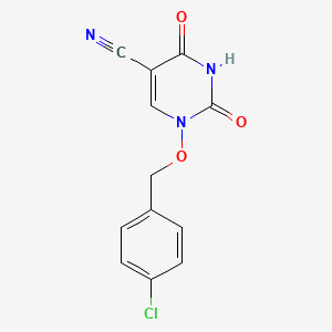 molecular formula C12H8ClN3O3 B2657941 1-[(4-Chlorobenzyl)oxy]-2,4-dioxo-1,2,3,4-tetrahydro-5-pyrimidinecarbonitrile CAS No. 477853-56-8