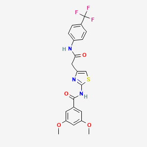 molecular formula C21H18F3N3O4S B2657942 3,5-dimethoxy-N-(4-(2-oxo-2-((4-(trifluoromethyl)phenyl)amino)ethyl)thiazol-2-yl)benzamide CAS No. 921818-55-5