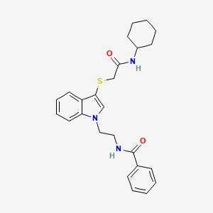 N-(2-(3-((2-(cyclohexylamino)-2-oxoethyl)thio)-1H-indol-1-yl)ethyl)benzamide