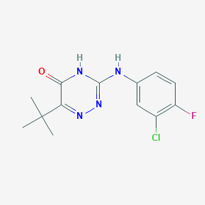 molecular formula C13H14ClFN4O B2657948 6-Tert-butyl-3-[(3-chloro-4-fluorophenyl)amino]-1,2,4-triazin-5-ol CAS No. 898650-29-8
