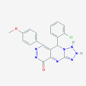 molecular formula C19H14ClN7O2 B265795 8-(2-chlorophenyl)-10-(4-methoxyphenyl)-2,4,5,6,7,11,12-heptazatricyclo[7.4.0.03,7]trideca-1,3,9,11-tetraen-13-one 