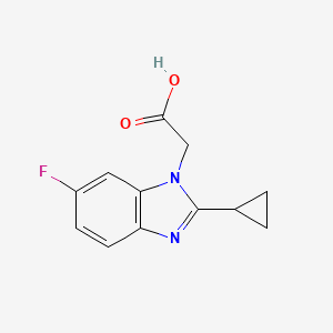 molecular formula C12H11FN2O2 B2657955 2-(2-Cyclopropyl-6-fluoro-1H-1,3-benzodiazol-1-yl)acetic acid CAS No. 1538291-55-2