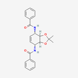 molecular formula C23H24N2O4 B2657956 N,N'-((3aR,4S,7R,7aS)-2,2-dimethyl-3a,4,7,7a-tetrahydrobenzo[d][1,3]dioxole-4,7-diyl)dibenzamide (racemic) CAS No. 1998128-22-5