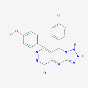 molecular formula C19H14ClN7O2 B265796 8-(4-chlorophenyl)-10-(4-methoxyphenyl)-2,4,5,6,7,11,12-heptazatricyclo[7.4.0.03,7]trideca-1,3,9,11-tetraen-13-one 