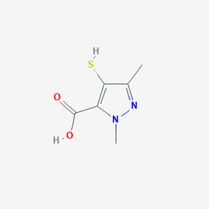 molecular formula C6H8N2O2S B2657963 2,5-Dimethyl-4-sulfanylpyrazole-3-carboxylic acid CAS No. 1566293-31-9