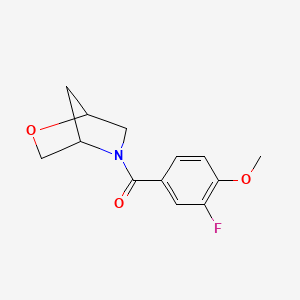 molecular formula C13H14FNO3 B2657965 2-氧杂-5-氮杂双环[2.2.1]庚烷-5-基(3-氟-4-甲氧基苯基)甲酮 CAS No. 2034558-88-6