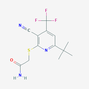 molecular formula C13H14F3N3OS B2657973 2-((6-(叔丁基)-3-氰基-4-(三氟甲基)吡啶-2-基)硫代)乙酰胺 CAS No. 625376-37-6