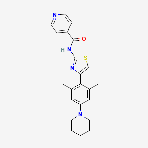 molecular formula C22H24N4OS B2657980 N-[4-(2,6-dimethyl-4-piperidin-1-ylphenyl)-1,3-thiazol-2-yl]pyridine-4-carboxamide CAS No. 1587705-63-2