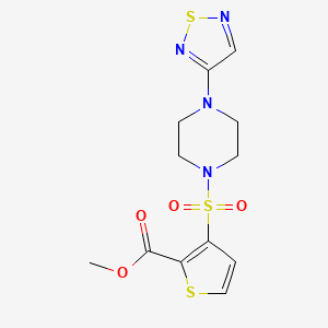 molecular formula C12H14N4O4S3 B2657982 3-[[4-(1,2,5-噻二唑-3-基)哌嗪-1-基]磺酰基]噻吩-2-甲酸甲酯 CAS No. 2097935-13-0