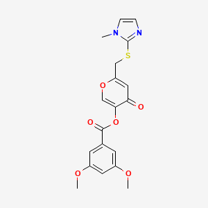 6-(((1-methyl-1H-imidazol-2-yl)thio)methyl)-4-oxo-4H-pyran-3-yl 3,5-dimethoxybenzoate