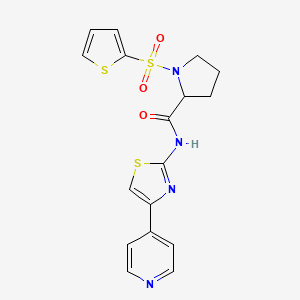 molecular formula C17H16N4O3S3 B2657993 N-(4-(pyridin-4-yl)thiazol-2-yl)-1-(thiophen-2-ylsulfonyl)pyrrolidine-2-carboxamide CAS No. 1100785-06-5