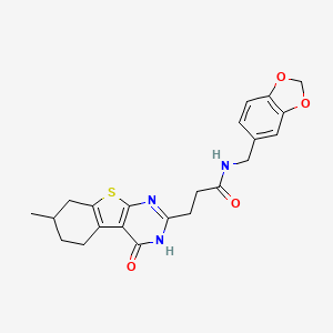 N-(1,3-benzodioxol-5-ylmethyl)-3-(7-methyl-4-oxo-3,4,5,6,7,8-hexahydro[1]benzothieno[2,3-d]pyrimidin-2-yl)propanamide