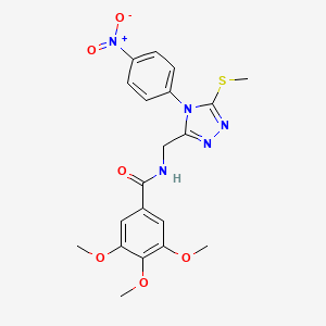 molecular formula C20H21N5O6S B2658001 3,4,5-trimethoxy-N-[[5-methylsulfanyl-4-(4-nitrophenyl)-1,2,4-triazol-3-yl]methyl]benzamide CAS No. 389071-35-6