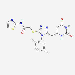 molecular formula C20H19N7O3S2 B2658029 2-[[4-(2,5-dimethylphenyl)-5-[(2,4-dioxo-1H-pyrimidin-6-yl)methyl]-1,2,4-triazol-3-yl]sulfanyl]-N-(1,3-thiazol-2-yl)acetamide CAS No. 852048-44-3