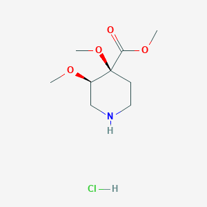 molecular formula C9H18ClNO4 B2658038 甲基(3R,4S)-3,4-二甲氧基哌啶-4-羧酸酯；盐酸盐 CAS No. 2418594-12-2