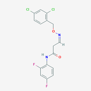 molecular formula C16H12Cl2F2N2O2 B2658040 3-{[(2,4-dichlorobenzyl)oxy]imino}-N-(2,4-difluorophenyl)propanamide CAS No. 320417-98-9