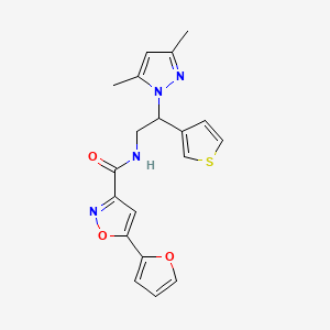 molecular formula C19H18N4O3S B2658041 N-[2-(3,5-dimethyl-1H-pyrazol-1-yl)-2-(thiophen-3-yl)ethyl]-5-(furan-2-yl)-1,2-oxazole-3-carboxamide CAS No. 2097914-74-2