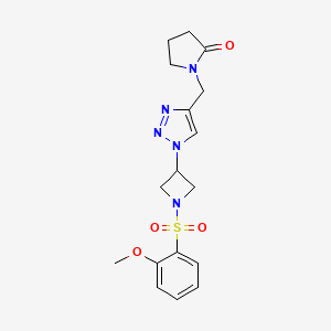 molecular formula C17H21N5O4S B2658045 1-((1-(1-((2-methoxyphenyl)sulfonyl)azetidin-3-yl)-1H-1,2,3-triazol-4-yl)methyl)pyrrolidin-2-one CAS No. 2034269-84-4