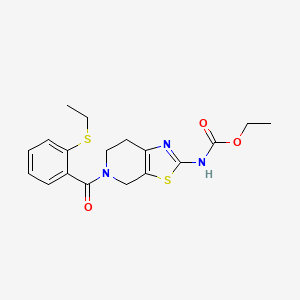 molecular formula C18H21N3O3S2 B2658047 Ethyl (5-(2-(ethylthio)benzoyl)-4,5,6,7-tetrahydrothiazolo[5,4-c]pyridin-2-yl)carbamate CAS No. 1351599-48-8