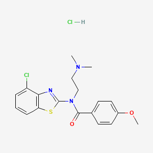 molecular formula C19H21Cl2N3O2S B2658066 N-(4-chlorobenzo[d]thiazol-2-yl)-N-(2-(dimethylamino)ethyl)-4-methoxybenzamide hydrochloride CAS No. 1215393-68-2