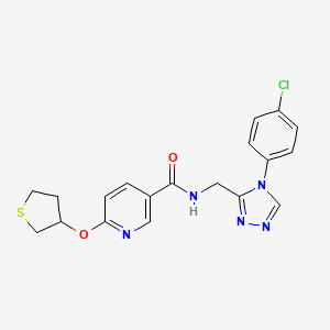 molecular formula C19H18ClN5O2S B2658069 N-((4-(4-chlorophenyl)-4H-1,2,4-triazol-3-yl)methyl)-6-((tetrahydrothiophen-3-yl)oxy)nicotinamide CAS No. 2034360-22-8
