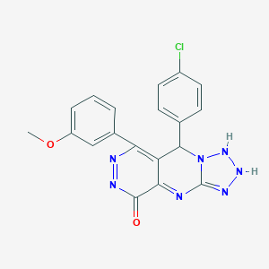 molecular formula C19H14ClN7O2 B265807 8-(4-chlorophenyl)-10-(3-methoxyphenyl)-2,4,5,6,7,11,12-heptazatricyclo[7.4.0.03,7]trideca-1,3,9,11-tetraen-13-one 