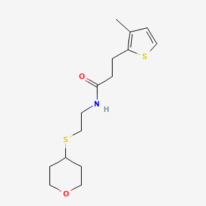 3-(3-methylthiophen-2-yl)-N-(2-((tetrahydro-2H-pyran-4-yl)thio)ethyl)propanamide