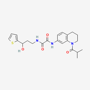 molecular formula C22H27N3O4S B2658077 N1-(3-hydroxy-3-(thiophen-2-yl)propyl)-N2-(1-isobutyryl-1,2,3,4-tetrahydroquinolin-7-yl)oxalamide CAS No. 1421441-64-6