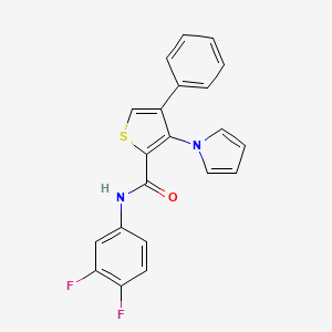 molecular formula C21H14F2N2OS B2658078 N-(3,4-二氟苯基)-4-苯基-3-(1H-吡咯-1-基)噻吩-2-甲酰胺 CAS No. 1357752-17-0