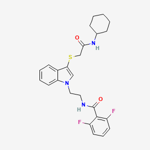 molecular formula C25H27F2N3O2S B2658082 N-(2-(3-((2-(cyclohexylamino)-2-oxoethyl)thio)-1H-indol-1-yl)ethyl)-2,6-difluorobenzamide CAS No. 533866-00-1