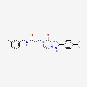 molecular formula C26H28N4O2 B2658084 N-[(3-methylphenyl)methyl]-3-{4-oxo-2-[4-(propan-2-yl)phenyl]-4H,5H-pyrazolo[1,5-a]pyrazin-5-yl}propanamide CAS No. 1326863-08-4