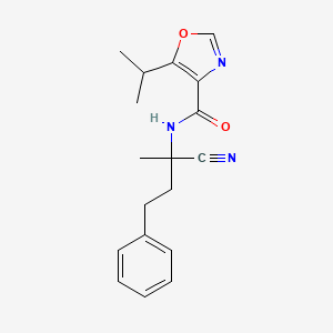 molecular formula C18H21N3O2 B2658088 N-(1-cyano-1-methyl-3-phenylpropyl)-5-(propan-2-yl)-1,3-oxazole-4-carboxamide CAS No. 1444596-04-6