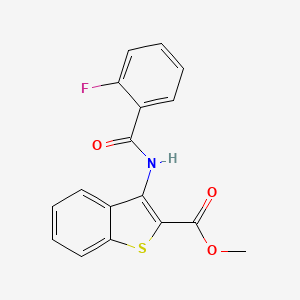 molecular formula C17H12FNO3S B2658095 Methyl 3-(2-fluorobenzamido)benzo[b]thiophene-2-carboxylate CAS No. 477490-16-7