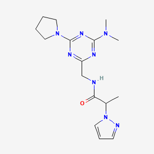 N-((4-(dimethylamino)-6-(pyrrolidin-1-yl)-1,3,5-triazin-2-yl)methyl)-2-(1H-pyrazol-1-yl)propanamide