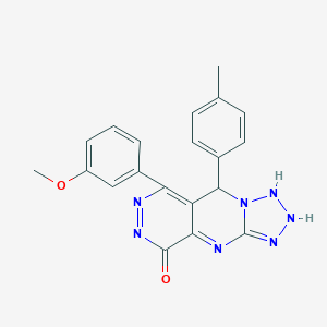 molecular formula C20H17N7O2 B265811 10-(3-methoxyphenyl)-8-(4-methylphenyl)-2,4,5,6,7,11,12-heptazatricyclo[7.4.0.03,7]trideca-1,3,9,11-tetraen-13-one 