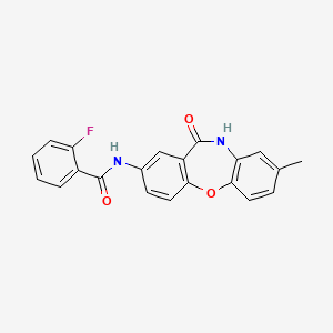 2-fluoro-N-(8-methyl-11-oxo-10,11-dihydrodibenzo[b,f][1,4]oxazepin-2-yl)benzamide
