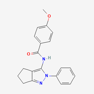 molecular formula C20H19N3O2 B2658117 4-methoxy-N-(2-phenyl-2,4,5,6-tetrahydrocyclopenta[c]pyrazol-3-yl)benzamide CAS No. 1209362-87-7