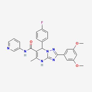 molecular formula C26H23FN6O3 B2658126 2-(3,5-dimethoxyphenyl)-7-(4-fluorophenyl)-5-methyl-N-(pyridin-3-yl)-4,7-dihydro-[1,2,4]triazolo[1,5-a]pyrimidine-6-carboxamide CAS No. 539799-00-3