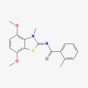 N-(4,7-dimethoxy-3-methyl-1,3-benzothiazol-2-ylidene)-2-methylbenzamide