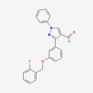 3-{3-[(2-Fluorophenyl)methoxy]phenyl}-1-phenylpyrazole-4-carbaldehyde