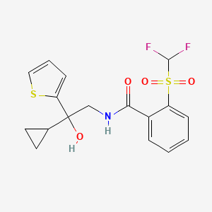 molecular formula C17H17F2NO4S2 B2658145 N-(2-cyclopropyl-2-hydroxy-2-(thiophen-2-yl)ethyl)-2-((difluoromethyl)sulfonyl)benzamide CAS No. 1795442-61-3