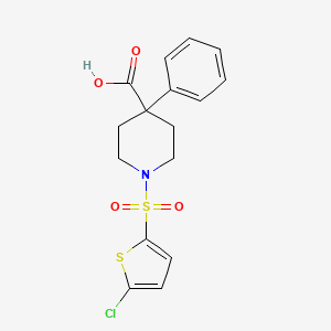 molecular formula C16H16ClNO4S2 B2658153 1-[(5-Chlorothien-2-yl)sulfonyl]-4-phenylpiperidine-4-carboxylic acid CAS No. 851619-66-4