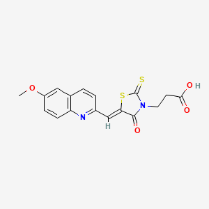 molecular formula C17H14N2O4S2 B2658154 (Z)-3-(5-((6-methoxyquinolin-2-yl)methylene)-4-oxo-2-thioxothiazolidin-3-yl)propanoic acid CAS No. 902312-73-6