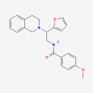 molecular formula C23H24N2O3 B2658156 N-(2-(3,4-dihydroisoquinolin-2(1H)-yl)-2-(furan-2-yl)ethyl)-4-methoxybenzamide CAS No. 898433-11-9